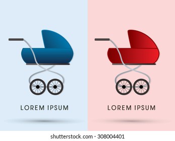 Baby carriage, graphic vector.