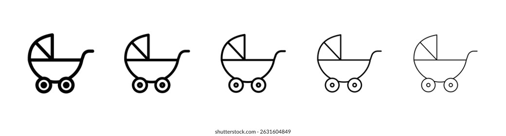 Baby carriage icon in black. Vector illustration for graphic design