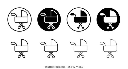 Baby carriage icon Black and white outline vector