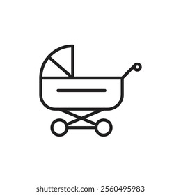 Baby carriage icon Black and white logo