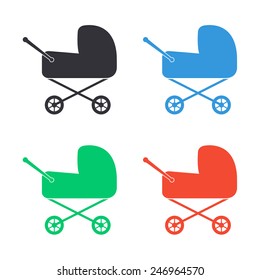 baby carriage icon - colored vector illustration