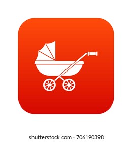 Baby carriage icon digital red for any design isolated on white vector illustration