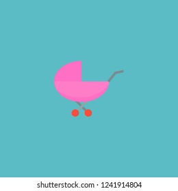 Baby carriage icon flat element. Vector illustration of baby carriage icon flat isolated on clean background for your web mobile app logo design.