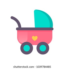 Baby carriage icon. Baby icon in flat style. Vector illustration isolated on white