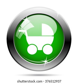 Baby carriage icon. Internet button on white background. EPS10 vector.