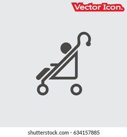 baby carriage icon isolated sign symbol and flat style for app, web and digital design. Vector illustration.
