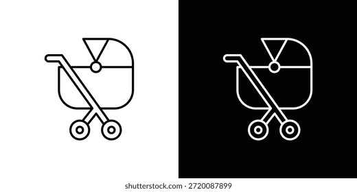 Ícone de carrinho de bebê ícone de vetor linear. Linhas de traçado editáveis.