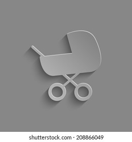 Baby carriage icon on a grey background