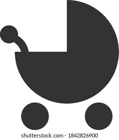 Baby carriage icon on a white background. Isolated baby carriage symbol with flat style.