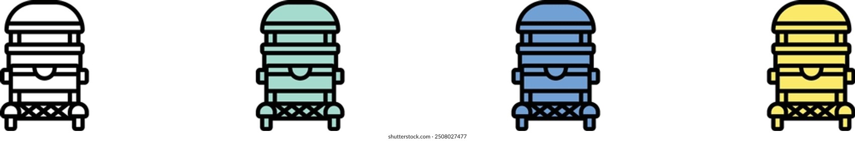 baby carriage icon. Outline, Green, Blue and Yellow Style Design Isolated On White Background