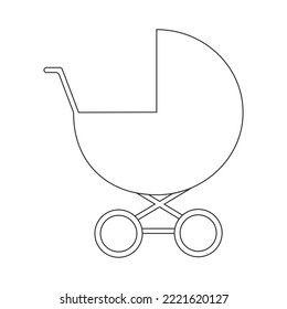 Baby carriage icon. Outline infant stroller isolated on white background. Editable stroke. Vector graphic illustration.