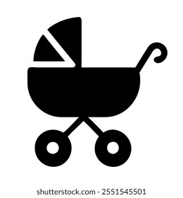 Baby carriage icon. Baby carriage outline icon isolated on white background. Kid and baby collection. Line art vector sign, symbol for web and mobile