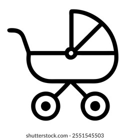 Baby carriage icon. Baby carriage outline icon isolated on white background. Kid and baby collection. Line art vector sign, symbol for web and mobile