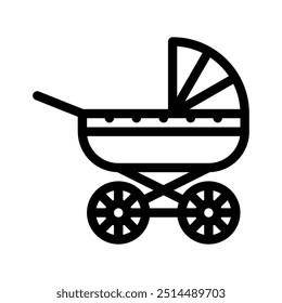 baby carriage icon. Outline style design isolated on white background