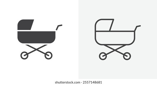 Baby carriage icon. outlined vector style.