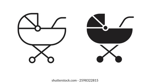 Baby carriage icon outlined icon vector collection.