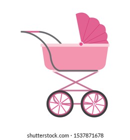 baby carriage icon over white background, vector illustration