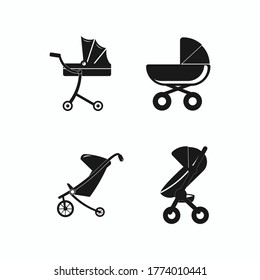 baby carriage icon set. carriage icon