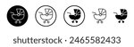 Baby Carriage Icon Set. Child Buggy and Kid Trolley Vector Symbol.