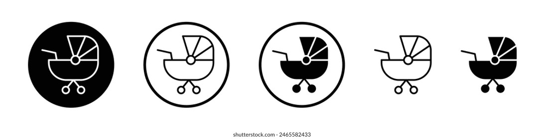 Baby Carriage Icon Set. Child Buggy and Kid Trolley Vector Symbol.