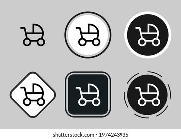 baby carriage icon set. Collection of high quality black outline logo for web site design and mobile dark mode apps. Vector illustration on a white background	