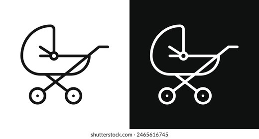 Baby Carriage Icon Set. Vector Symbols for Child Buggy and Kid Trolley.