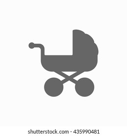 Baby carriage icon. Silhouette baby carriage. Baby carriage isolated on background