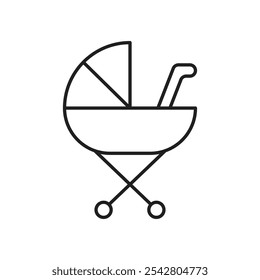 Baby carriage icon simple black line style.