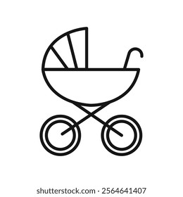 Baby carriage icon Simple thin line flat symbol