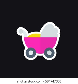 baby carriage icon, sticker. vector illustration