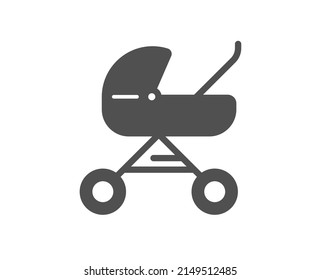 Baby carriage icon. Stroller trolley sign. Pram buggy symbol. Classic flat style. Quality design element. Simple baby carriage icon. Vector