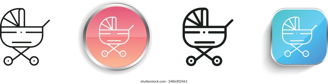 baby carriage icon. Thin Linear, Regular and Button Style Design Isolated On White Background