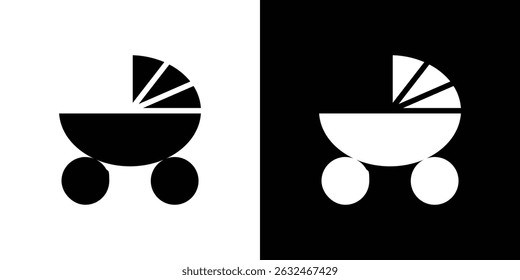Baby carriage icon Vector in flat style. Collection silhouettes