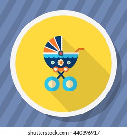 Baby carriage icon , Vector flat long shadow design.