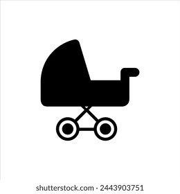 Icono de coche de bebé vector. Ilustración de cochecito. Símbolo o logotipo del bebé.