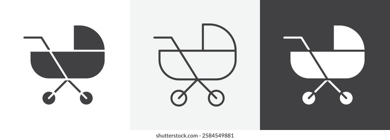 Baby carriage icons graphics pack vectors.