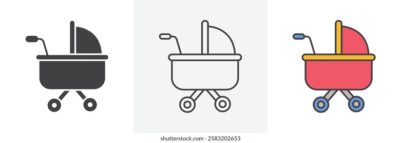 Baby carriage icons pack for website designs