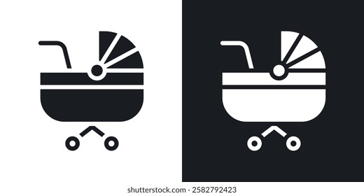 Baby carriage icons set vectors black and colored style