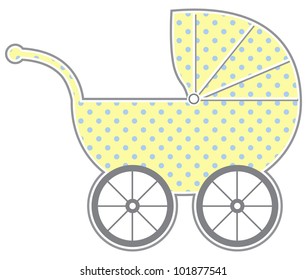 Baby Carriage - Isolated baby carriage silhouette with cute pattern