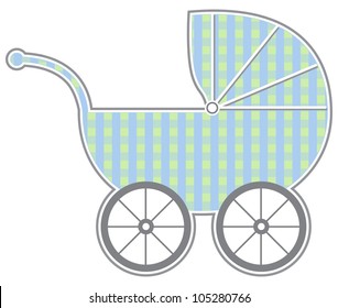 Baby Carriage - Isolated baby carriage silhouette with cute pattern