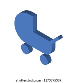Baby carriage isometric left top view 3D icon