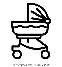 Baby carriage line icon. Child stroller outline style pictogram on white background. Newborn transportation in buggy or pram for mobile concept and web design. Vector graphics