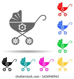 baby carriage multi color style icon. Simple glyph, flat vector of baby icons for ui and ux, website or mobile application