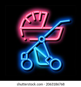 Baby Carriage neon light sign vector. Glowing bright icon Baby Carriage sign. transparent symbol illustration