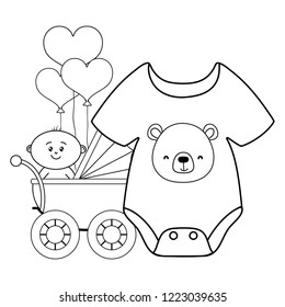baby carriage newborn in black and white
