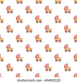 Baby carriage pattern in cartoon style. Seamless pattern vector illustration