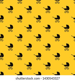 Baby carriage pattern seamless vector repeat geometric yellow for any design