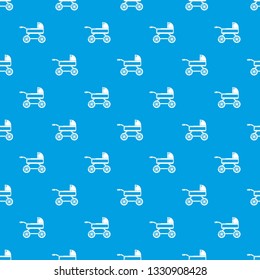 Baby carriage pattern vector seamless blue repeat for any use