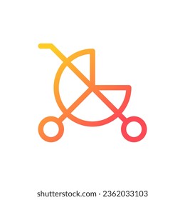 Kinderwagen Pixel perfekte Farbverlauf-Linear-Icon. Abteilung Kinderartikel. Kinderwagen. Zeilennutzer-Schnittstellensymbol Modernes Piktogramm. einzelne Vektorgrafik