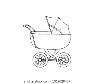 Baby carriage. Pram for infant. Vector illustration